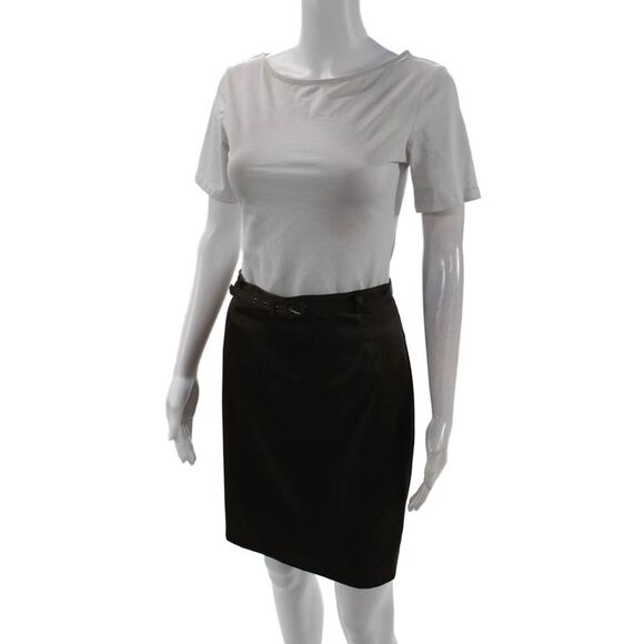 Cynthia Cynthia Steffe Womens Belted Knee Length Pencil Skirt Brown Size 10 - Picture 2 of 7